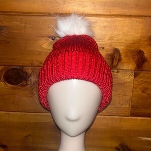 🎄 🎁 Hand Crafted- Sparkly Red and White double knitted beanie.